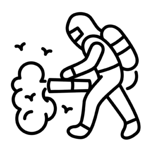 Special cleaning technician in protective gear removing biohazard waste in a Vancouver property