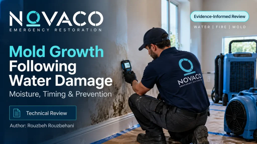 Novaco technical review on mold growth following water damage, moisture exposure, timing and prevention