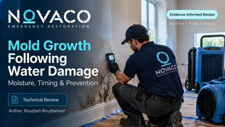 Novaco technical review on mold growth following water damage, moisture exposure, timing and prevention