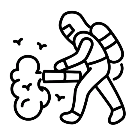 Special cleaning technician in protective gear removing biohazard waste in a Vancouver property
